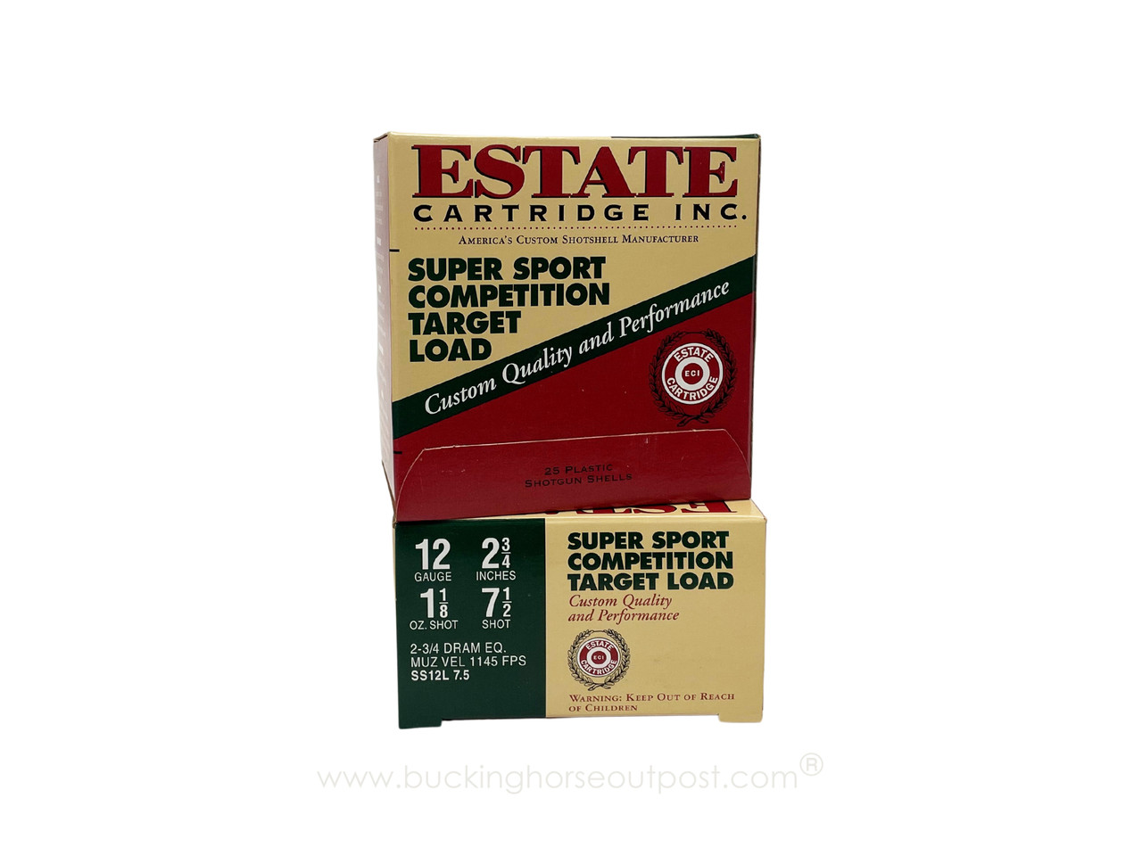 Estate Cartridge 12 Gauge 2-3/4" 1-1/8oz #7.5 Shot Super Sport Competition Target Load 25rds Per Box (SS12L 7.5)- FREE SHIPPING ON ORDERS OVER $175
