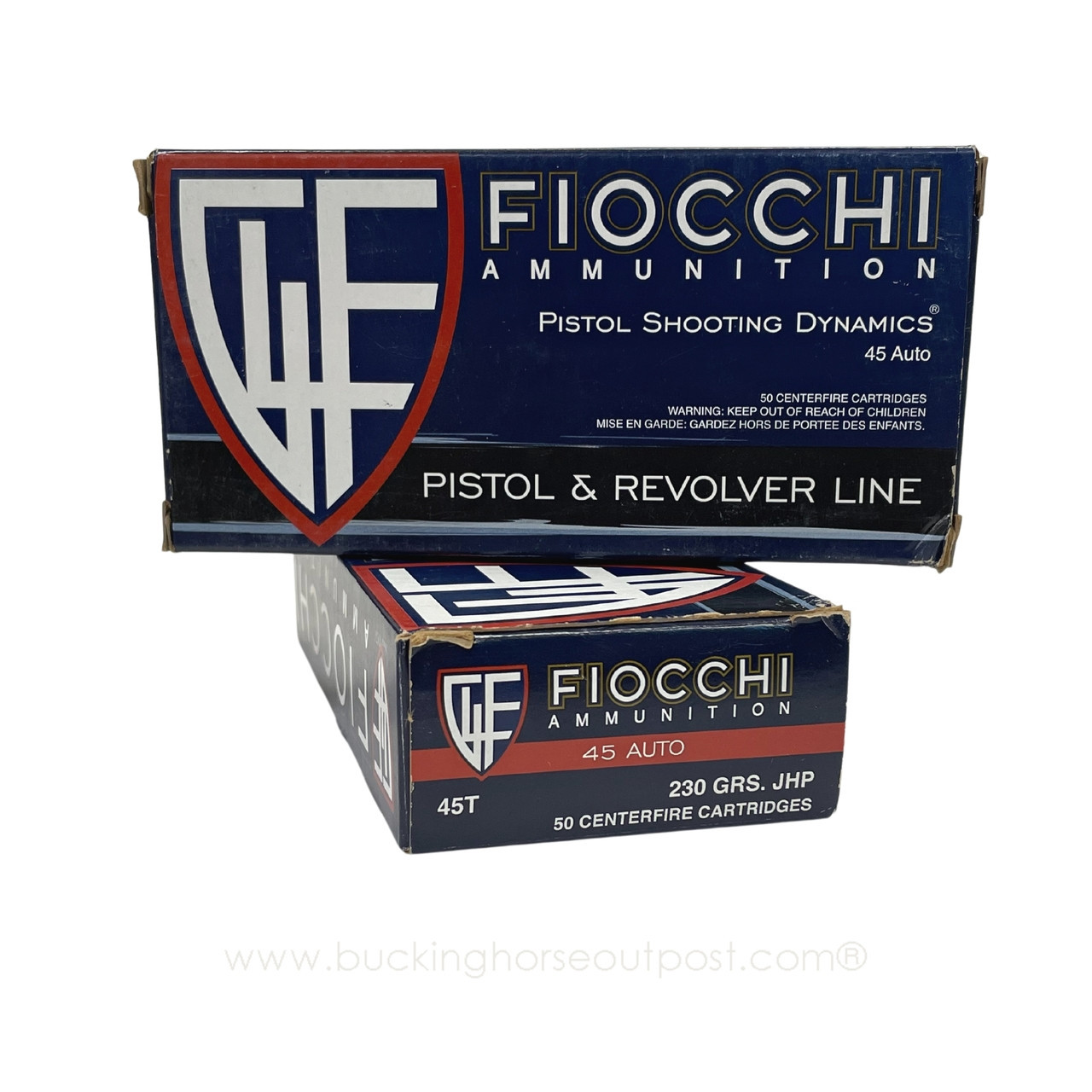 Fiocchi .45 Auto 230 Grain Jacketed Hollow Point 50rds Per Box (45T) - Police Trade In 