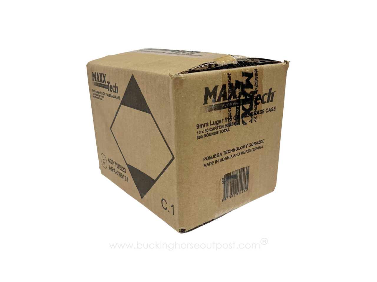 MaxxTech 9mm Luger 115 Grain Full Metal Jacket 500rds Per Case (PTGB9MMB) - FREE SHIPPING ON ORDERS OVER $175