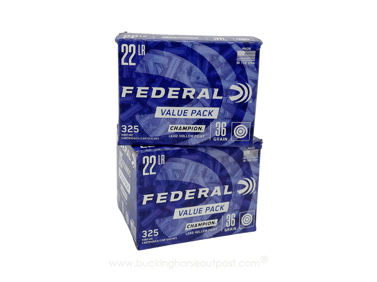 Federal Champion Training .22 Long Rifle 36 Grain Lead Hollow Point 325rds Per Box (749) - FREE SHIPPING ON ORDERS OVER $175