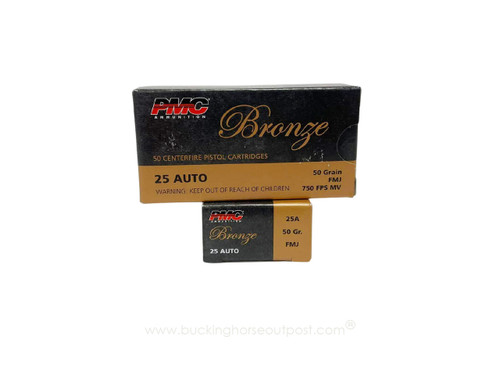 PMC Ammunition Bronze .25 Auto 50 Grain Full Metal Jacket 50rds Per Box (25A) - FREE SHIPPING ON ORDERS OVER $200  PMC Ammunition Bronze .25 Auto 50 Grain Full Metal Jacket 50rds Per Box (25A) - FREE SHIPPING ON ORDERS OVER $200