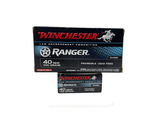 Winchester Ammunition Ranger .40 Smith & Wesson 135 Grain Frangible Lead Free 50rds Per Box (RA40SF) Police Trade In - FREE SHIPPING ON ORDERS OVER $200 