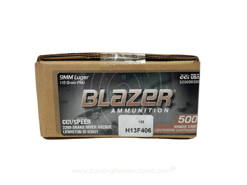 CCI Blazer Brass 9mm 115 Grain Full Metal Jacket 500rds Loose Per Case (5200BK500) - FREE SHIPPING ON ORDERS OVER $200  CCI Blazer Brass 9mm 115 Grain Full Metal Jacket 500rds Loose Per Case (5200BK500) - FREE SHIPPING ON ORDERS OVER $200