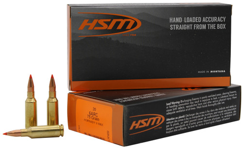 HSM Centerfire Rifle V-Max 6mm ARC 75 Grain Jacketed Hollow Point 20rds Per Box (6ARC1N) - FREE SHIPPING ON ORDERS OVER $200 