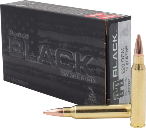 Hornady Black .223 Remington 75 Grain Boat Tail Hollow Point 20rds Per Box (80267) - FREE SHIPPING ON ORDERS OVER $200  Hornady Black .223 Remington 75 Grain Boat Tail Hollow Point 20rds Per Box (80267) - FREE SHIPPING ON ORDERS OVER $200