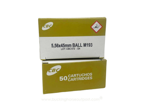 CBC Defense 5.56x45mm M193 55 Grain Full Metal Jacket 50rds Per Box (556A) - FREE SHIPPING ON ORDERS OVER $200  CBC Defense 5.56x45mm M193 55 Grain Full Metal Jacket 50rds Per Box (556A) - FREE SHIPPING ON ORDERS OVER $200
