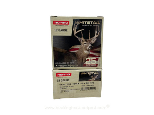 Norma Whitetail 12 Gauge 2-3/4" 9 Pellet 00 Buck 25rds Per Box (1198043400) - FREE SHIPPING ON ORDERS OVER $200  Norma Whitetail 12 Gauge 2-3/4" 9 Pellet 00 Buck 25rds Per Box (1198043400) - FREE SHIPPING ON ORDERS OVER $200