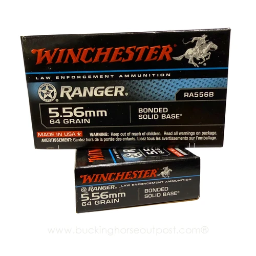 Winchester Ranger 5.56mm 64 Grain Bonded Solid Base, 20rds per box Police Trade In (RA556B)