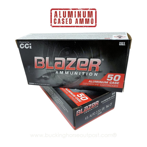 CCI Blazer ALUMINUM .45 Auto 230 Grain Total Metal Jacket 50rds Per Box (3480)- FREE SHIPPING ON ORDERS OVER $200  CCI Blazer ALUMINUM .45 Auto 230 Grain Total Metal Jacket 50rds Per Box (3480)- FREE SHIPPING ON ORDERS OVER $200