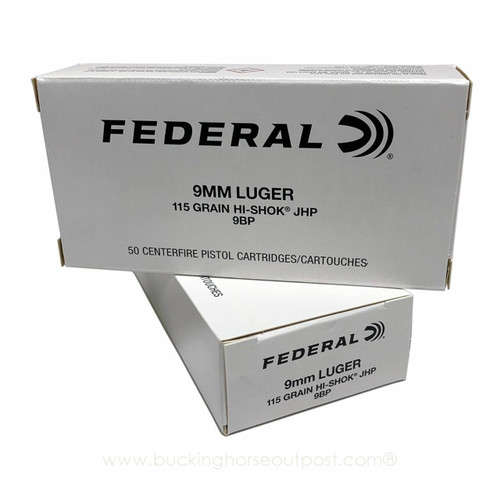 Federal Classic 9mm 115 Grain Hi-Shok Jacketed Hollow Point 50rds Per Box (9BP)- FREE SHIPPING ON ORDERS OVER $200  Federal Classic 9mm 115 Grain Hi-Shok Jacketed Hollow Point 50rds Per Box (9BP)- FREE SHIPPING ON ORDERS OVER $200