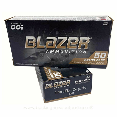 CCI Blazer Brass 9mm 124 Grain Full Metal Jacket Round Nose 50rds Per Box (5201) LIMIT 10- FREE SHIPPING ON ORDERS OVER $200  CCI Blazer Brass 9mm 124 Grain Full Metal Jacket Round Nose 50rds Per Box (5201) LIMIT 10- FREE SHIPPING ON ORDERS OVER $200