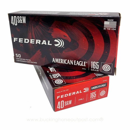 Federal American Eagle .40 S&W 165 Grain Full Metal Jacket 50rds Per Box (AE40R3)- FREE SHIPPING ON ORDERS OVER $200  Federal American Eagle .40 S&W 165 Grain Full Metal Jacket 50rds Per Box (AE40R3)- FREE SHIPPING ON ORDERS OVER $200