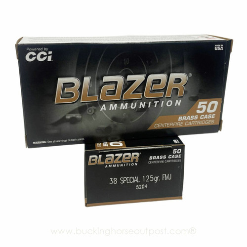 CCI Blazer Brass .38 Special 125 Grain Full Metal Jacket 50rds Per Box (5204)- FREE SHIPPING ON ORDERS OVER $175