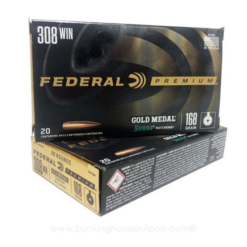 Federal Gold Medal Sierra MatchKing .308 Winchester 168 Grain Boat Tail Hollow Point 20rds Per Box (GM308M)- FREE SHIPPING ON ORDERS OVER $200  Federal Gold Medal Sierra MatchKing .308 Winchester 168 Grain Boat Tail Hollow Point 20rds Per Box (GM308M)- FREE SHIPPING ON ORDERS OVER $200