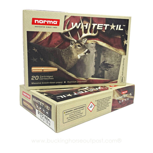 Norma Whitetail .270 Winchester 130 Grain Soft Point 20rds Per Box (20169562)- FREE SHIPPING ON ORDERS OVER $200  Norma Whitetail .270 Winchester 130 Grain Soft Point 20rds Per Box (20169562)- FREE SHIPPING ON ORDERS OVER $200
