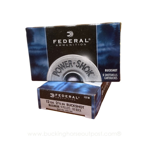 Federal Power-Shok 12 Gauge 00 Buckshot 2-3/4" 9 Pellet 5rds Per Box (F12700) Police Trade In- FREE SHIPPING ON ORDERS OVER $200