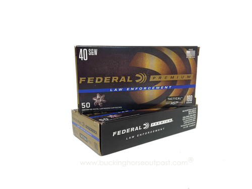 Federal Premium HST .40 S&W 180 Grain Jacketed Hollow Point 50rds Per Box (P40HST1) Police Trade In- FREE SHIPPING ON ORDERS OVER $200  Federal Premium HST .40 S&W 180 Grain Jacketed Hollow Point 50rds Per Box (P40HST1) Police Trade In- FREE SHIPPING ON ORDERS OVER $200