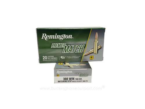 Remington Premier Match .308 Winchester 168 Grain MatchKing Boat Tail Hollow Point 20rds Per Box (21485)- FREE SHIPPING ON ORDERS OVER $200  Remington Premier Match .308 Winchester 168 Grain MatchKing Boat Tail Hollow Point 20rds Per Box (21485)- FREE SHIPPING ON ORDERS OVER $200