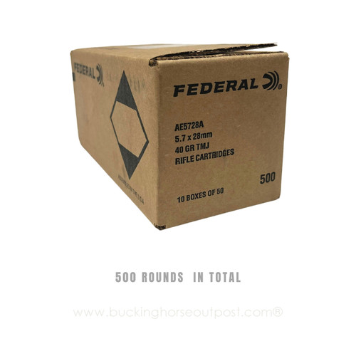 Federal American Eagle 5.7x28mm 40 Grain Full Metal Jacket 500rds Per Case (AE5728A)- FREE SHIPPING ON ORDERS OVER $200  Federal American Eagle 5.7x28mm 40 Grain Full Metal Jacket 500rds Per Case (AE5728A)- FREE SHIPPING ON ORDERS OVER $200