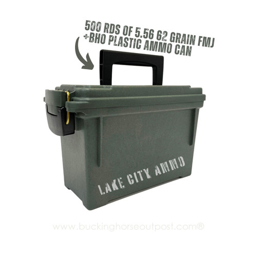 BHO Bundle #20 - Winchester Ammunition Lake City M855 5.56X45MM NATO Green Tip Full Metal Jacket 62 Grain 30cal Plastic Ammo Can 500rds Per Can BHO Bundle #20 - Winchester Ammunition Lake City M855 5.56X45MM NATO Green Tip Full Metal Jacket 62 Grain 30cal Plastic Ammo Can 500rds Per Can