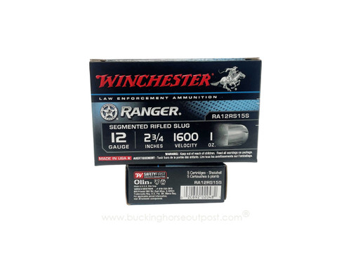 Winchester Ammunition Ranger 12 Gauge 2-3/4" 1oz Segmented Rifled Slug 5rds Per Box (RA12RS15S) - Police Trade In - FREE SHIPPING ON ORDERS OVER $200 