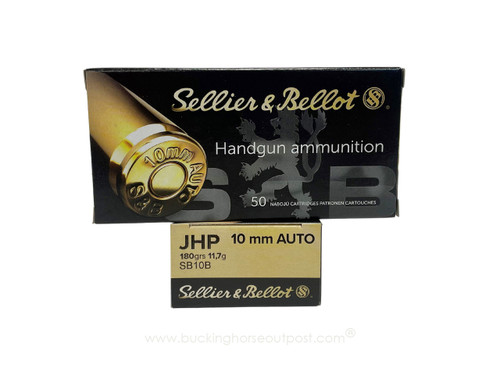 Sellier & Bellot 10mm Auto 180 Grain Jacketed Hollow Point 50rds Per Box (SB10B) -  FREE SHIPPING ON ORDERS OVER $200  Sellier & Bellot 10mm Auto 180 Grain Jacketed Hollow Point 50rds Per Box (SB10B) -  FREE SHIPPING ON ORDERS OVER $200