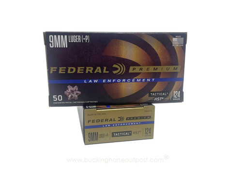 Federal Premium HST 9mm (+P) 124 Grain Jacketed Hollow Point 50rds Per Box (P9HST3) - FREE SHIPPING ON ORDERS OVER $200  Federal Premium HST 9mm (+P) 124 Grain Jacketed Hollow Point 50rds Per Box (P9HST3) - FREE SHIPPING ON ORDERS OVER $200