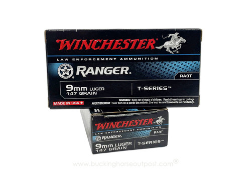 Winchester Ammunition Ranger T-Series 9mm 147 Grain Jacketed Hollow Point 50rds Per Box (RA9T) - Police Trade In - FREE SHIPPING ON ORDERS OVER $200 
