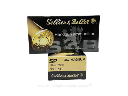 Sellier & Bellot .357 Magnum 158 Grain Soft Point 50rds Per Box (SB357B) - FREE SHIPPING ON ORDERS OVER $200  Sellier & Bellot .357 Magnum 158 Grain Soft Point 50rds Per Box (SB357B) - FREE SHIPPING ON ORDERS OVER $200