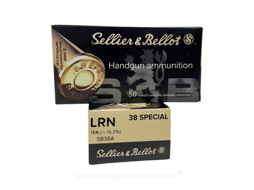 Sellier & Bellot .38 Special 158 Grain Lead Round Nose 50rds Per Box (SB38A) - FREE SHIPPING ON ORDERS OVER $200  Sellier & Bellot .38 Special 158 Grain Lead Round Nose 50rds Per Box (SB38A) - FREE SHIPPING ON ORDERS OVER $200
