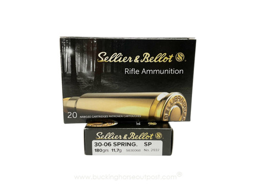 Sellier & Bellot .30-06 Springfield 180 Grain Semi-Jacketed Soft Point 20rds Per Box (SB3006B) - FREE SHIPPING ON ORDERS OVER $200  Sellier & Bellot .30-06 Springfield 180 Grain Semi-Jacketed Soft Point 20rds Per Box (SB3006B) - FREE SHIPPING ON ORDERS OVER $200