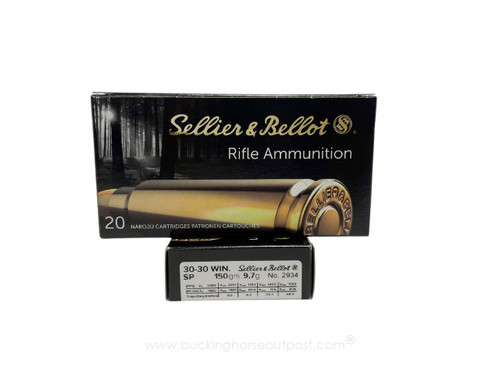 Sellier & Bellot .30-30 Winchester 150 Grain Soft Point 20rds Per Box (SB3030A) - FREE SHIPPING ON ORDERS OVER $200  Sellier & Bellot .30-30 Winchester 150 Grain Soft Point 20rds Per Box (SB3030A) - FREE SHIPPING ON ORDERS OVER $200