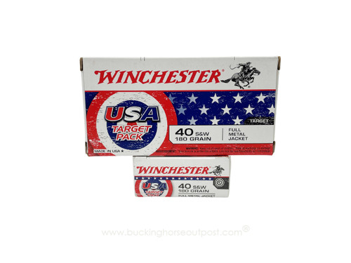 Winchester Ammunition USA Target Pack .40S&W 180 Grain Full Metal Jacket 50rds Per Box (USA4238) - FREE SHIPPING ON ORDERS OVER $200  Winchester Ammunition USA Target Pack .40S&W 180 Grain Full Metal Jacket 50rds Per Box (USA4238) - FREE SHIPPING ON ORDERS OVER $200