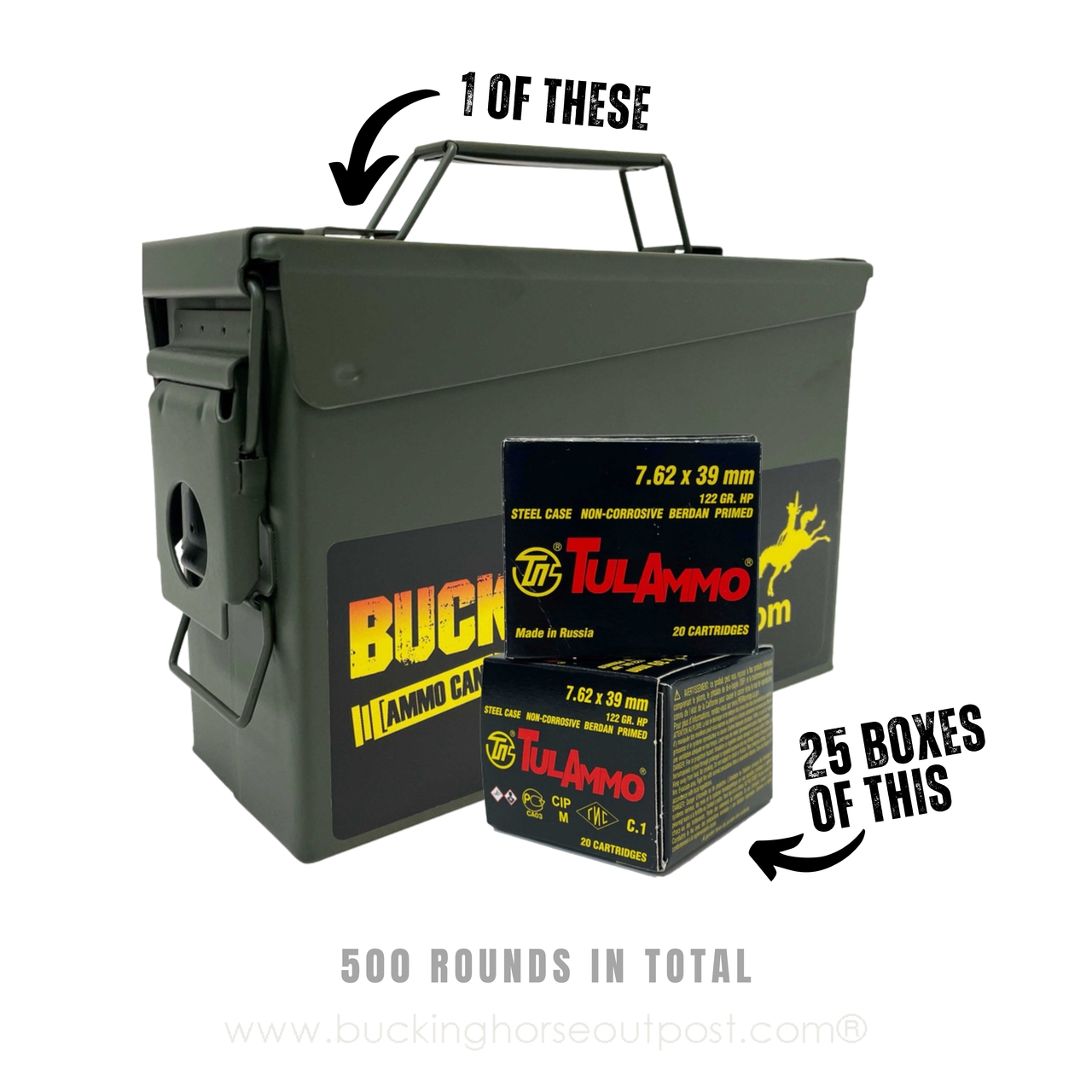 BHO Bulk Pack # 13- 500rds 9mm 115 Grain Jacketed Hollow Point Plastic Ammo  Can- Police Trade