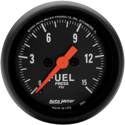 Autometer Z Series Fuel Press 0-15 Psi, W/O Peak & Valley, Elec 2In.