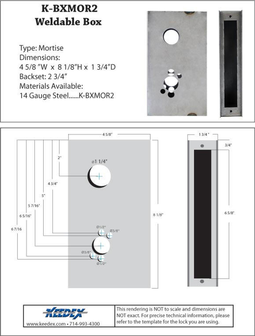 KEEDEX Weldable Mortise Lock Gate Box K BXMOR2