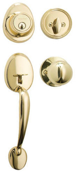 MASTER LOCK KW1 HANDLESET BISCUIT STYLE KNOB INTERIOR AND SINGLE CYLINDER DEADBOLT LOCK HDLBC0603KA4