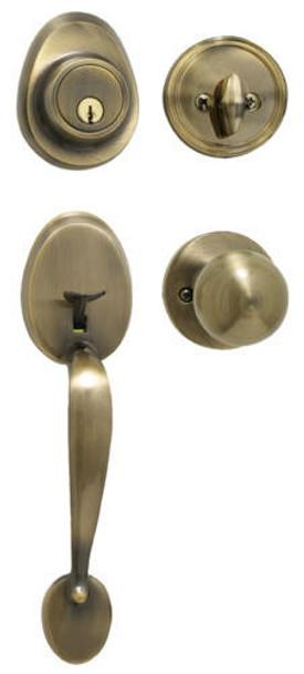 MASTER LOCK KW1 HANDLESET WITH BISCUIT STYLE KNOB AND SINGLE CYLINDER DEADBOLT HDLBC0605KA4