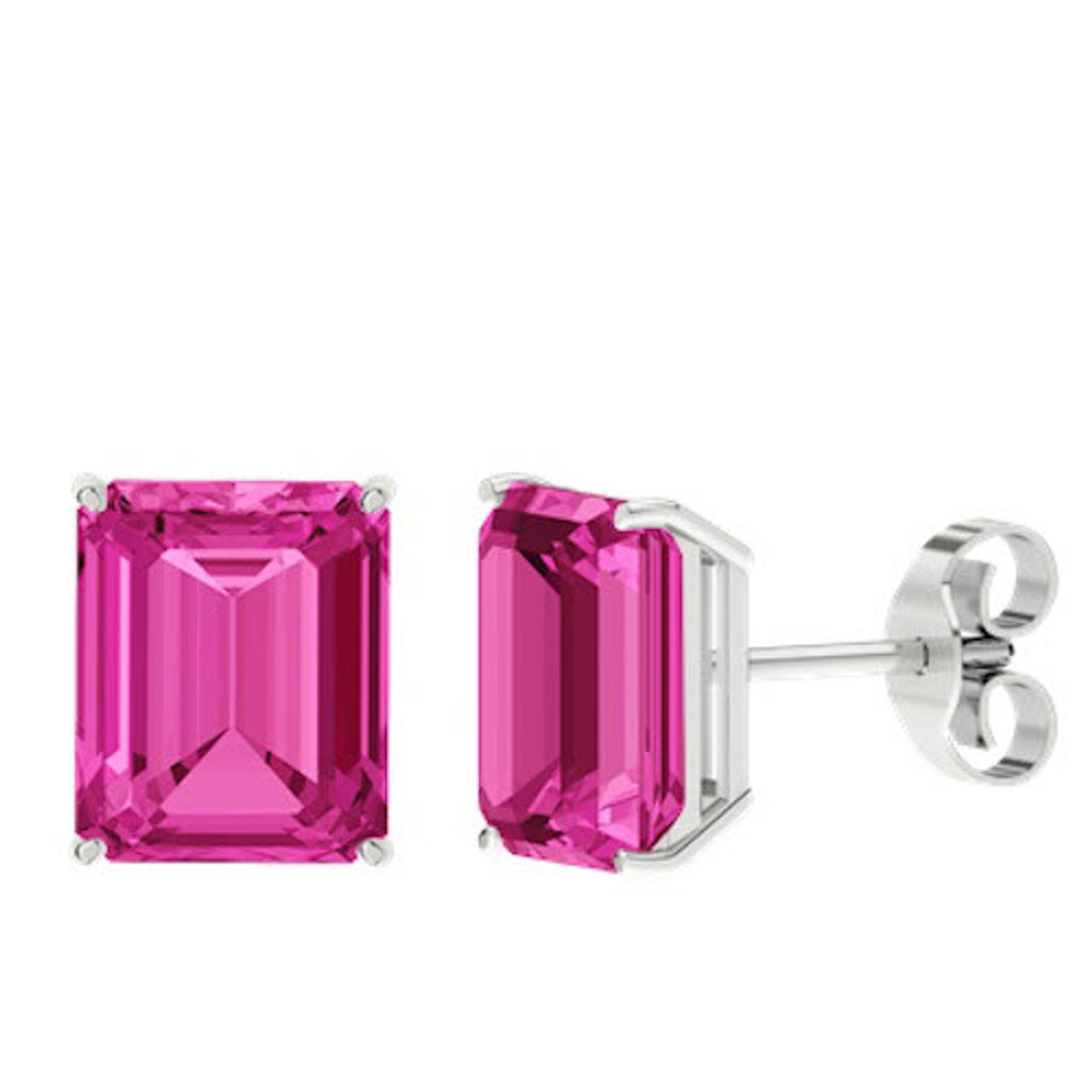 emerald cut pink sapphire ring