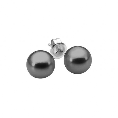Black Pearl Sterling Silver Stud Earrings - StyleRocks