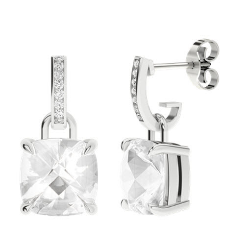 White Quartz White Gold and Diamond Drop Earrings - StyleRocks