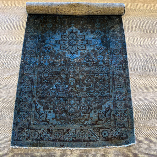 3‘8“ X 7‘8“ over die blue Tribal geometric handknotted Carpet