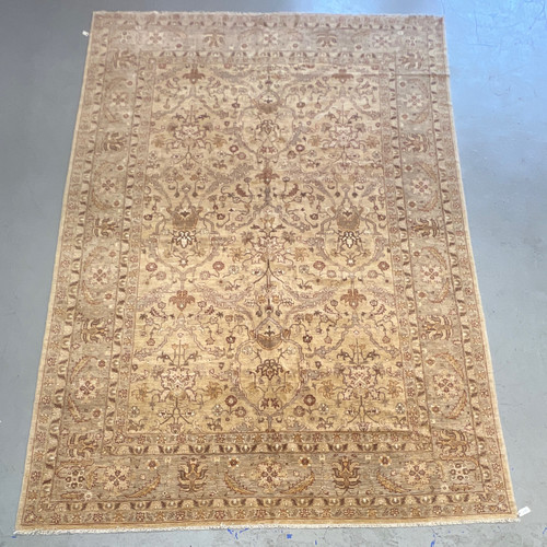 Oversized 11’10” x 17’11” beige, gray and red floral traditional handknotted Peshawar style carpet