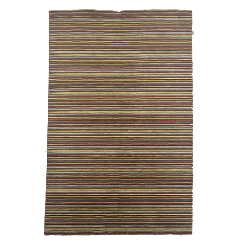 4’11” x 7’10” thick pile stripe tribal contemporary gabbeh multicolored woolen carpet