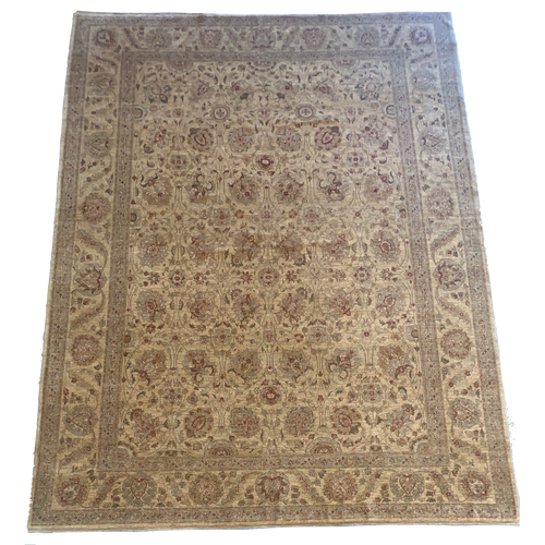 Oversize 12’1” x 16’3 all wool light blue, beige and green floral traditional handknotted palace sized carpet 
