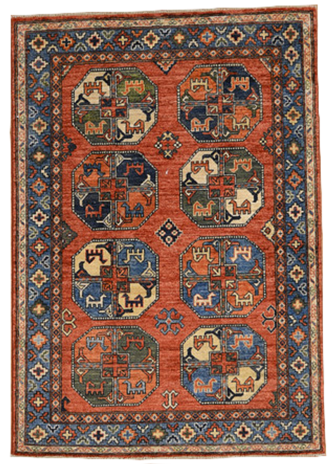 4’1 x 5’9 tribal geometric bokara hand knotted rug