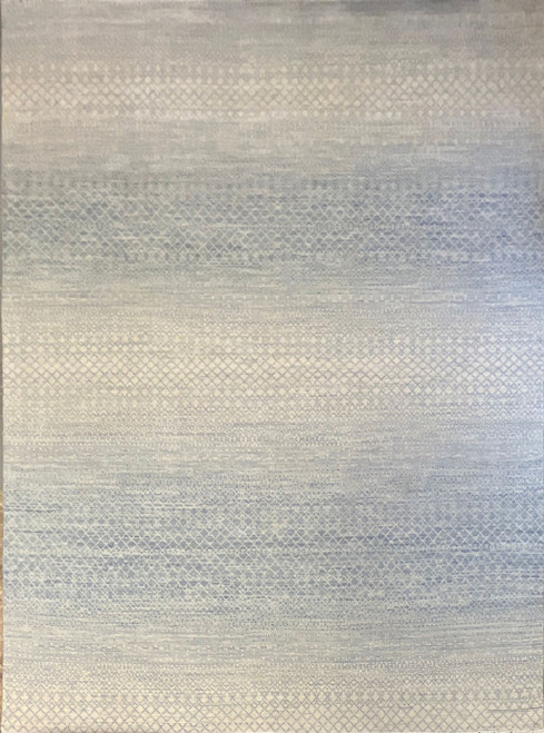 9’ x 12’5 ivory and light blue contemporary hand knotted carpet 