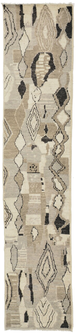 2’5 x 11’8 moorish contemporary neutral handknotted runner rug