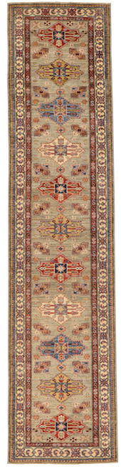 2'7 x 11'5 Multicolor Tribal Geometric Handknotted Kazak Runner Rug