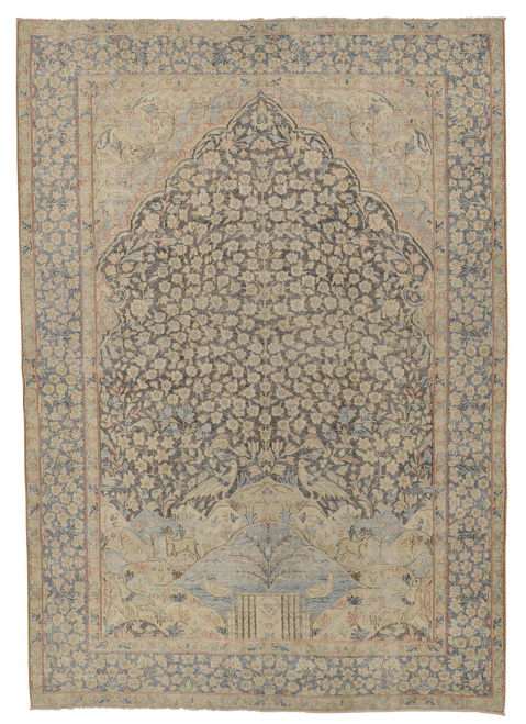 6'5 x 9'2 3d Carved Beautiful Pastel Color Persian Traditional Handknotted Low-Pile Carpet